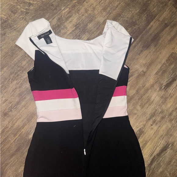 White House Black Market Colorblock Mini Dress - Black, White, Pink - Picture 9 of 11